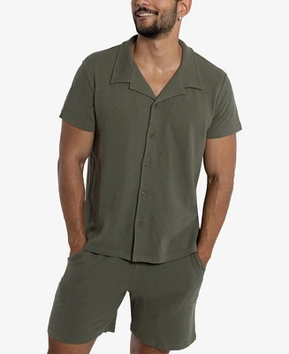 Spring + Mercer Men's Camp Collar Casual Short Sleeve Button-Up Shirt