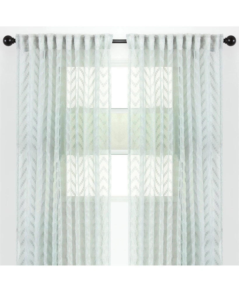 Chanasya Premium 2-Panel Embroidered Design Sheer Curtain Panels