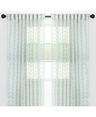 Chanasya Premium 2-Panel Embroidered Design Sheer Curtain Panels