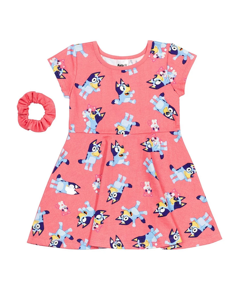 Bluey Girls Bingo Skater Dress and Scrunchie to