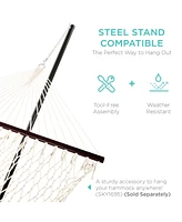 Best Choice Products 2-Person Woven Cotton Rope Double Hammock for Backyard w/ Spreader Bars, Carrying Case