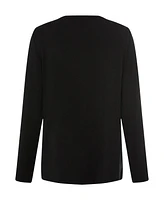 Olsen Women's Long Sleeve Keyhole Neckline Embellished T-Shirt