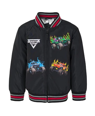 Monster Jam Toddler Boys Zip Up Varsity Bomber Jacket to Grave Digger El Toro Loco Megalodon