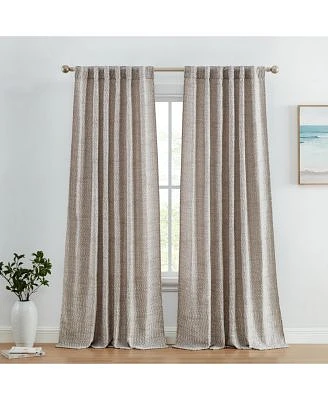 Hlc.Me Easton Jacquard Slub Texture Privacy Curtains With Back Tab Rod Pocket Lightweight Window Curtains Panels Set Of 2