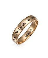 Bling Jewelry Ayllu Amulet Talisman Intertwine Symbol Heart Infinity Clover Love Luck Unity Band Ring Rose Gold Plated .925 Sterling Silver