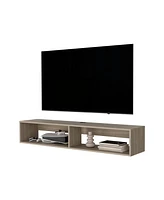 Fm Furniture Central Floating media rack in melamine with two shelves,white oak