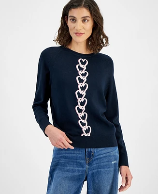 Tommy Hilfiger Women's Chained-Heart Raglan Sweater