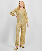 Jm Collection Women's Sequined Pull-On Pants, Created for Macy's