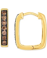 Le Vian Chocolatier Chocolate Diamond Squared Small Hoop Earrings (1/3 ct. t.w.) in 14k Gold
