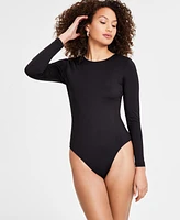 Bar Iii Women's Rhinestone-Trim Long-Sleeve Bodysuit, Created for Macy's