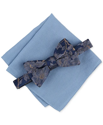 Bar Iii Men's Darlington Floral Bow Tie & Solid Pocket Square Set, Created for Macy's