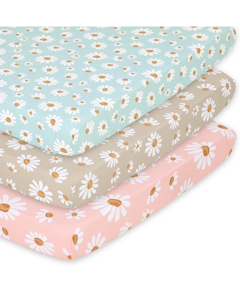 The Peanutshell Daisy Dreams 3-Pack Fitted Playard Sheets