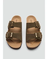 Mango Men's Buckle Detail Split Leather Sandals