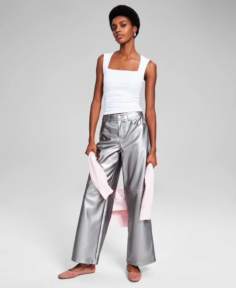 And Now This Women's Metallic Wide-Leg Pants, Created for Macy's