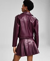 And Now This Women's Faux Leather Long Sleeve Moto Jacket, Created for Macy's