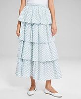 And Now This Women's Cotton Printed Tiered Maxi Skirt, Exclusively at Macy's