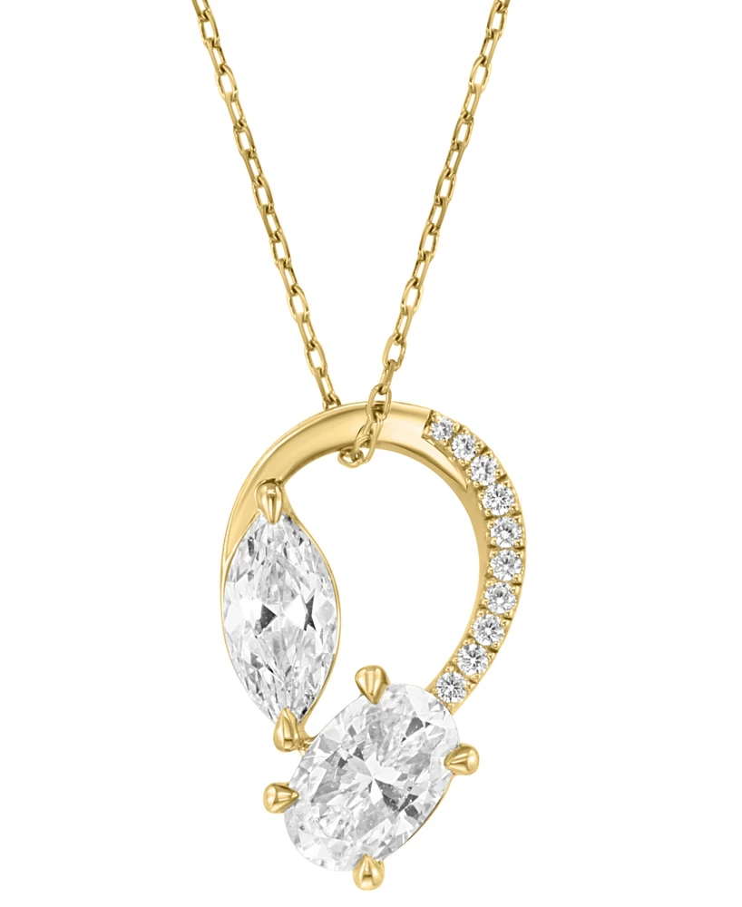 Effy Lab Grown Diamond Mixed-Cut Swirl Pendant Necklace (2-1/2 ct. t.w.) in 14k Gold, 16-1/2" + 1-1/2" extender