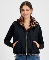 Planet Heart Juniors' Reversible Faux-Fur Zip-Front Vest