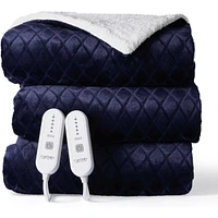 Caromio King Size Flannel Sherpa Electric Heated Throw Blanket with Dual Control, 100" x 90"