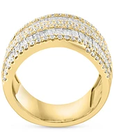 Effy Lab Grown Diamond Baguette & Round Diagonal Two Row Statement Ring (2-1/2 ct. t.w.) in 14k Gold