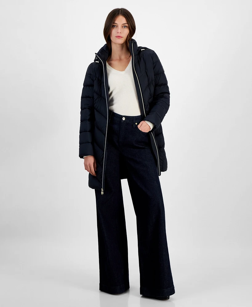 Michael Michael Kors Petite Hooded Packable Down Puffer Coat, Created for Macy's