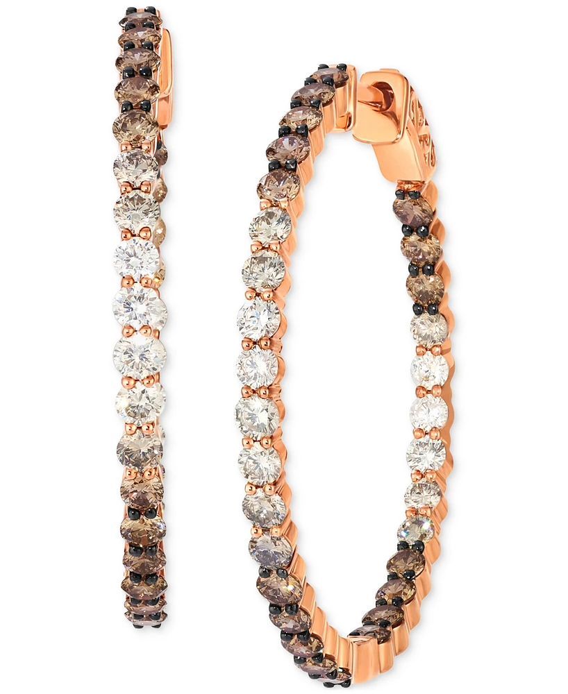 Le Vian Chocolate Ombre Diamond Medium Hoop Earrings (3 ct. t.w.) in 14k Rose Gold, 1.3"