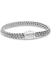 Devata Dragon Bone Oval 7mm Chain Bracelet in Sterling Silver, 2X-Large 9.0 in