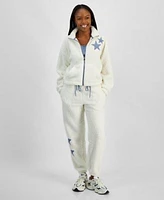 Madden Girl Fleece Boston Varsity Graphic Jacket Fleece Pants