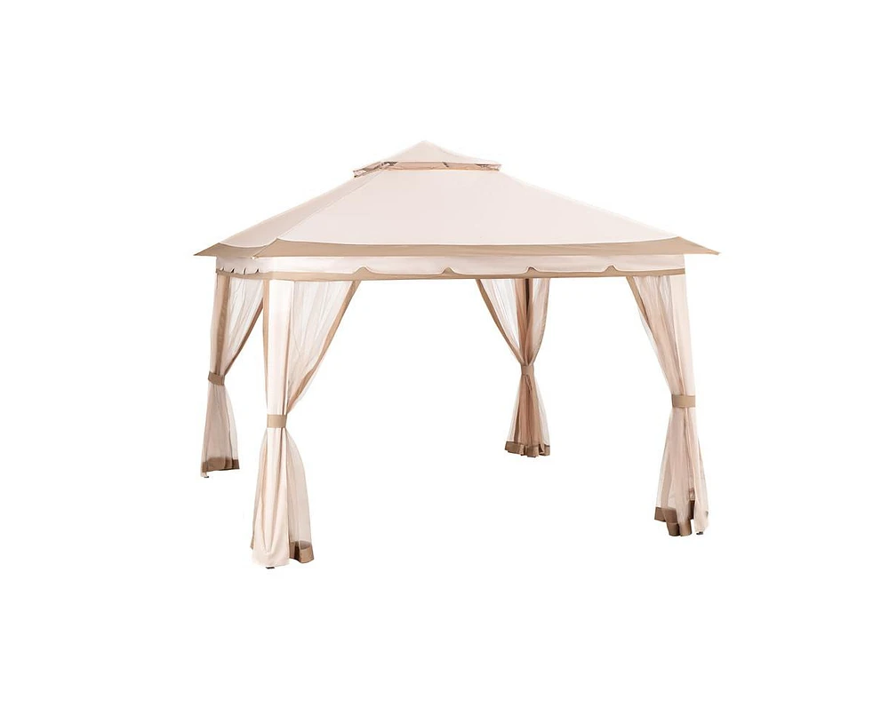 Pamapic 11 ft. x Beige Outdoor Pop Up Gazebo