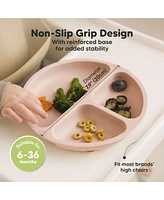 3-Pack Prep Suction Plates with Lids, 100% Silicone Baby Lid, Bpa-Free Kids Divided Toddler