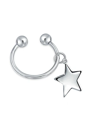 Bling Jewelry Unisex Star Tag Id Keychain Ball Screw Tip Horseshoe Key Ring Graduation .925 Sterling Silver