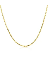 Bling Jewelry 2MM 040 Gauge Strong Gold Plated Sterling Silver Rope Link Chain Necklace 16 20 24 In