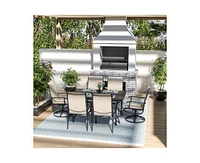 Pamapic Beige 5-Piece Metal Outdoor Patio Dining Set with 4 Textilene Chairs and Square Table