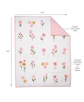 Lambs & Ivy Little Garden 3-Piece Embroidered Floral Baby Crib Bedding Set