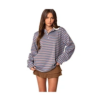 Edikted Women's Stripey Oversized Collared Shirt