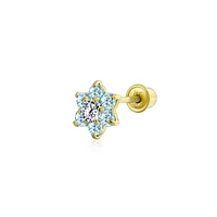 Bling Jewelry Tiny Cubic Zirconia Flower Screwback Cz Stud Helix Lobe Cartilage 1 Piece Earring 14K Real Gold 4MM