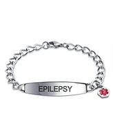 Bling Jewelry Epilepsy Medical Identification Medical Id Miami Cuban Link Chain Bracelet Stainless Steel 7.5 Inch