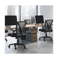 Yaheetech Mesh Office Chair with 90° Flip-up Armrests, Adjustable Lumbar Support, Cushioned Seat, Seat Height