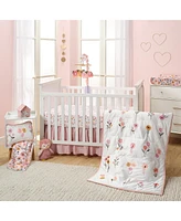 Lambs & Ivy Little Garden 100% Cotton Pink Floral Fitted Crib/Toddler Sheet