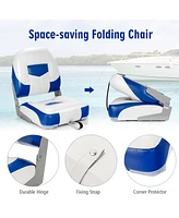 Sugift Set of 2 Folding Low Back Fishing Boat Seat with Stainless Steel Screws