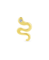 Bling Jewelry Minimalist Tiny Mini 14K Yellow Gold Garden Reptile Serpent Snake Cartilage Ear Stud Earring For Women Safety Clutch Screw back Lobe Pie