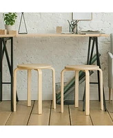 Gymax Set of 4 18'' Stacking Stool Round Dining Chair Backless Wood Home Decor