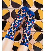 Sock Candy Women's Bold Blue Floral Sheer Sock