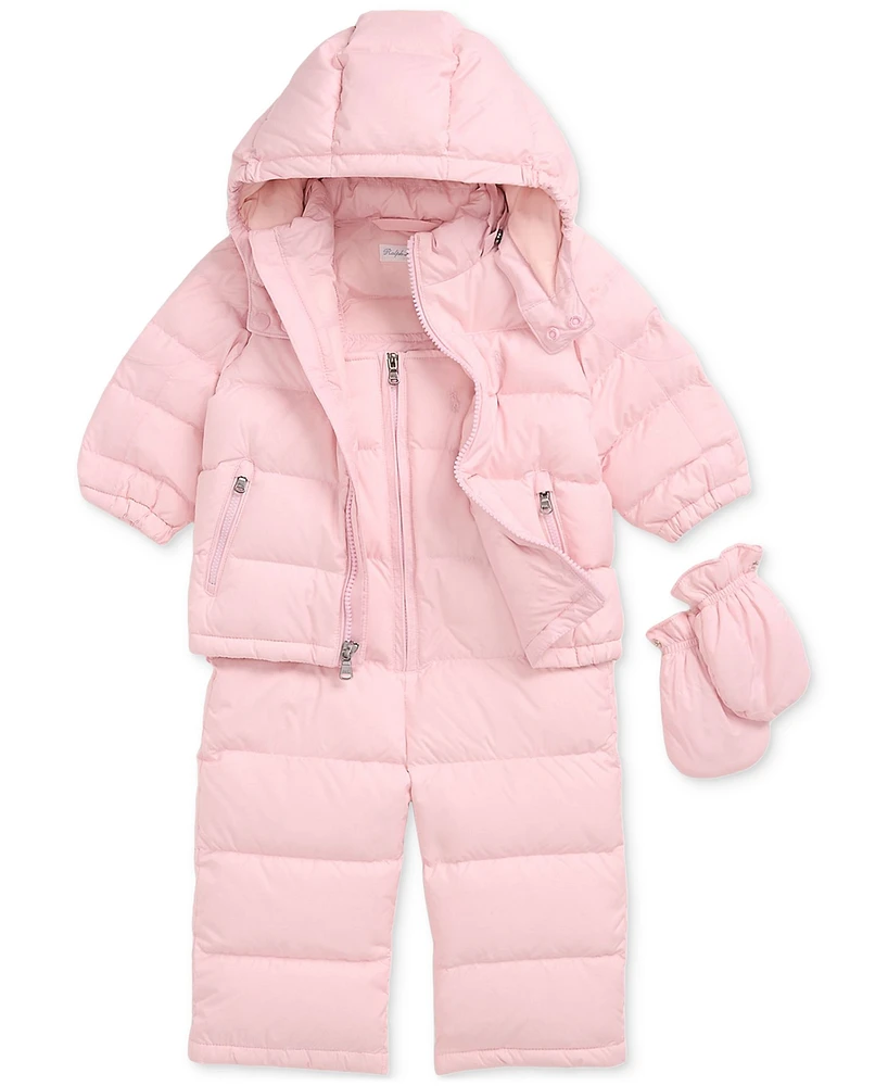 Polo Ralph Lauren Baby Girls Down Hooded Snowsuit Set