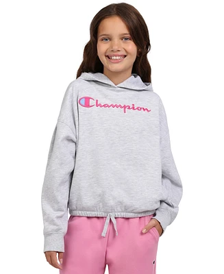 Champion Big Girls Logo Embroidered Tie-Hem Hoodie