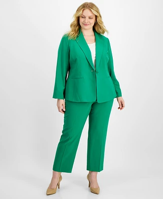 Le Suit Plus Single-Button Straight-Leg Pantsuit