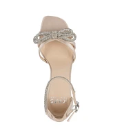 Jones New York Women's Earaman Block Heel Rhinestone Bow Dress Sandals