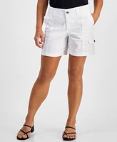 Style & Co Petite Mid Rise Zig Zag Stitch Cargo Shorts, Created for Macy's