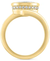 Effy Lab Grown Diamond Oval & Round Bezel Halo Swirl Ring (2-1/8 ct. t.w.) in 14k Gold