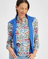 Style & Co Petite Floral-Print Button-Front Blouse, Created for Macy's